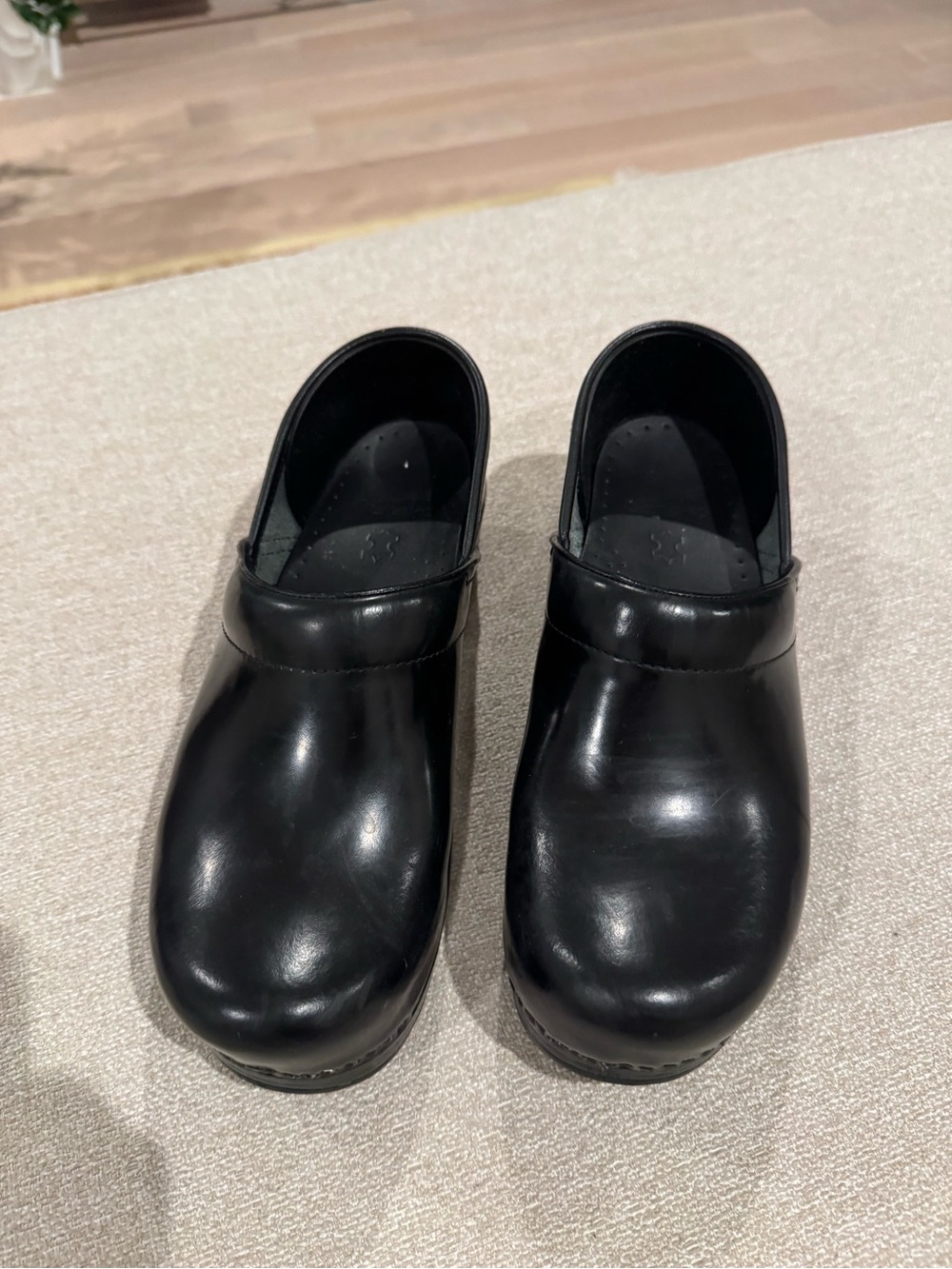 39- Dansko Black Leather Clogs